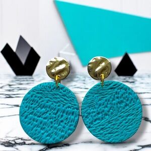 Turquoise and Gold Textured Earrings